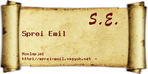 Sprei Emil névjegykártya
